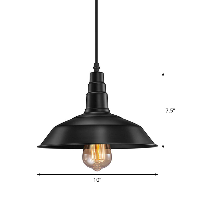 Black Barn Pendant Ceiling Light Country Style Metal 1 Bulb Kitchen Plug-in Pendulum Light