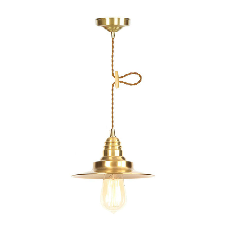 Plat finition en or en fer Plat / bol / cône Shade Bulb Bulb Éclairage d'éclairage de suspension