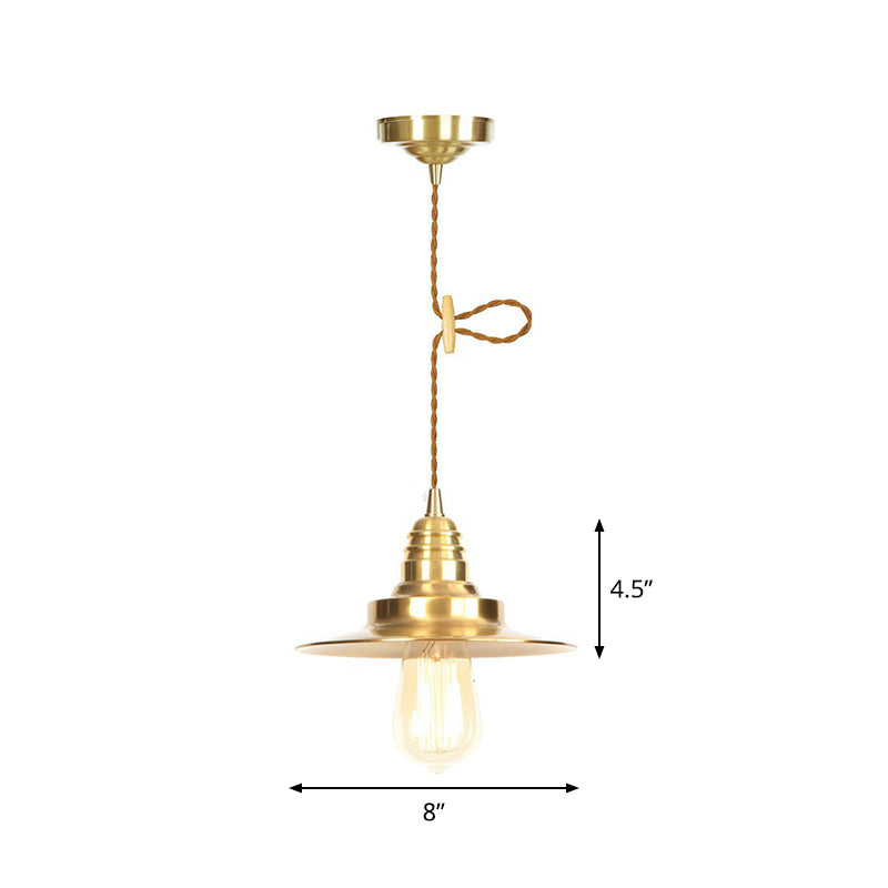 Plat finition en or en fer Plat / bol / cône Shade Bulb Bulb Éclairage d'éclairage de suspension
