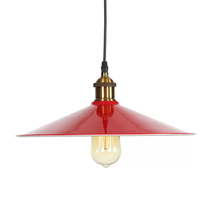 Red 1 Bulb Pendant Light Kit Loft Style Iron Saucer Shade Hanging Ceiling Light for Living Room, 8.5"/10"/14" W