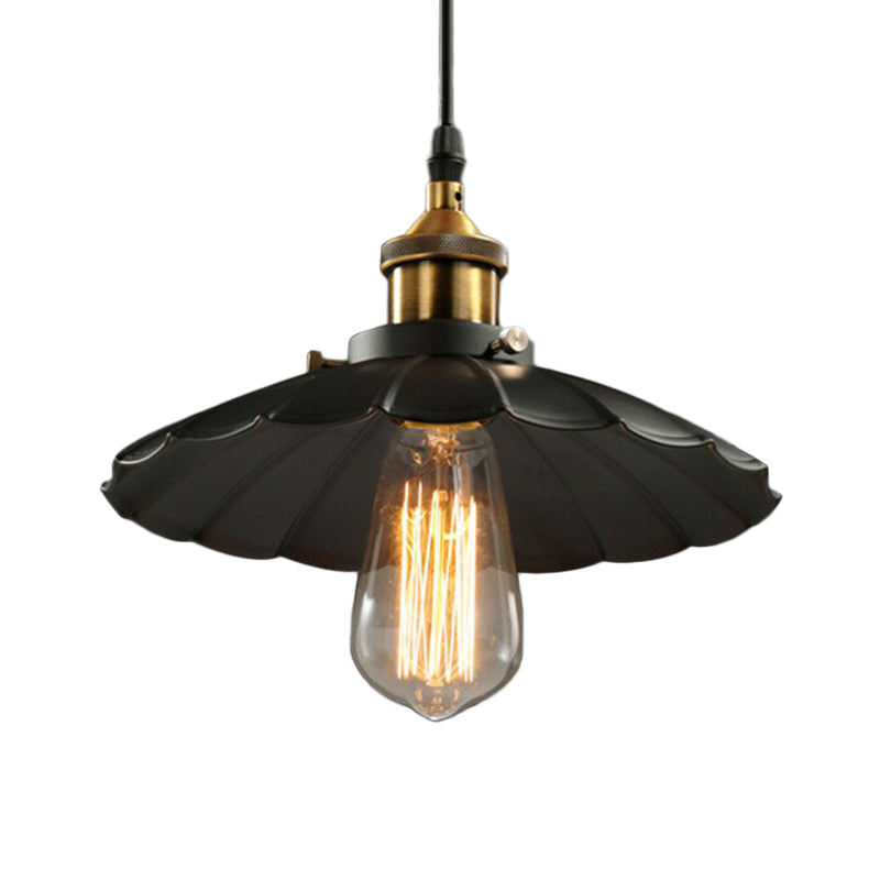 Floral Shade Beer Bar Drop Pendant Industrial Metallic 1 Head Black Plafond Suspension Lampe, 10 "Largeur