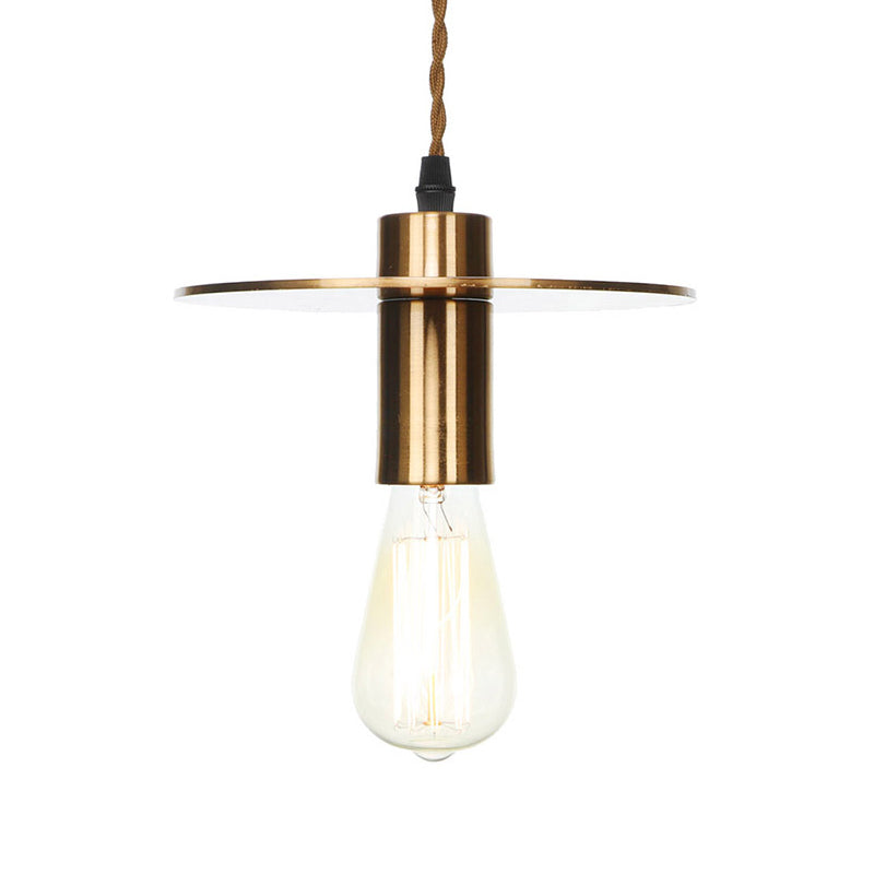 Bronze Finish Disc/Dome/Cone Ceiling Lamp Antiqued Iron Single-Bulb Dining Room Hanging Pendant Light