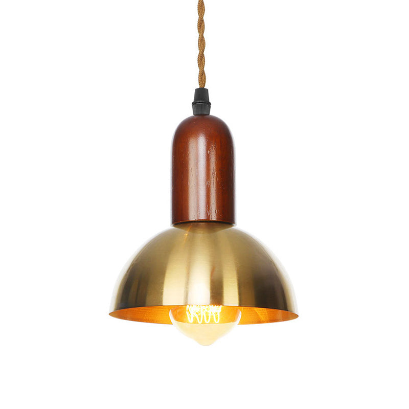 Bronze Finish Disc/Dome/Cone Ceiling Lamp Antiqued Iron Single-Bulb Dining Room Hanging Pendant Light