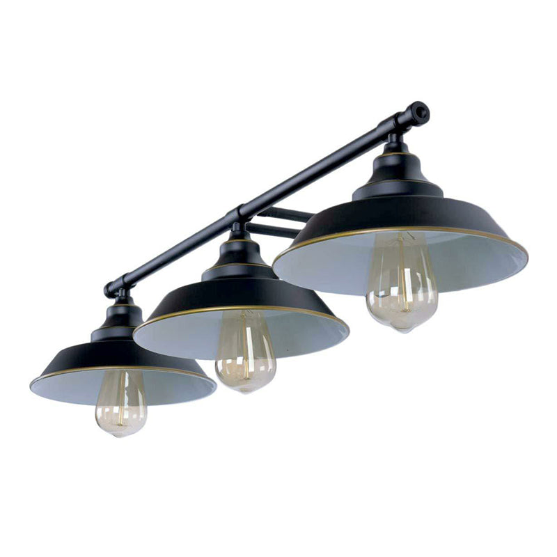 3 Lights Barn Wall Mounted Lamp Country Style Black Iron Wall Light Fixture with Linear Arm