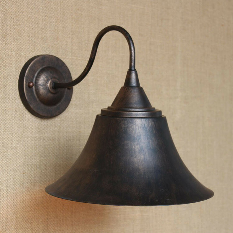 Iron Carillon Wall Lighting Ideas Rural 1-Light Bistro Gooseneck Wall Mounted Light in Black/Antique Black/Rust