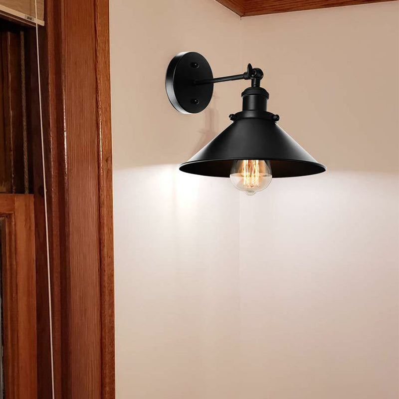 CONIC Shade Nacht Lesen Wandlampe Vintage Metall 1/2-Kopf-Schwarz Rotatable Wandhalterung Leuchte