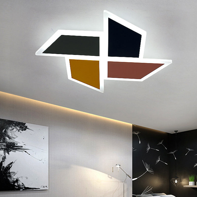 Cartoon Toy Windmill Flush Mount Light Acrylic Multi-Colored LED Ceiling Light for Study Room