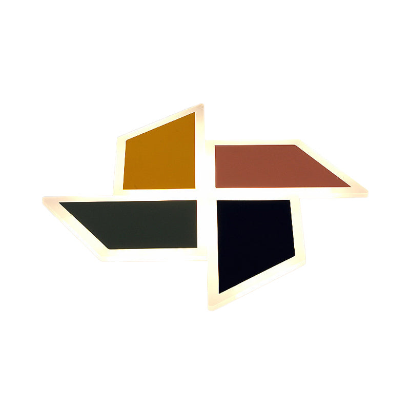 Cartoon Toy Windmill Flush Mount Light Acrylic Multi-Colored LED Ceiling Light for Study Room