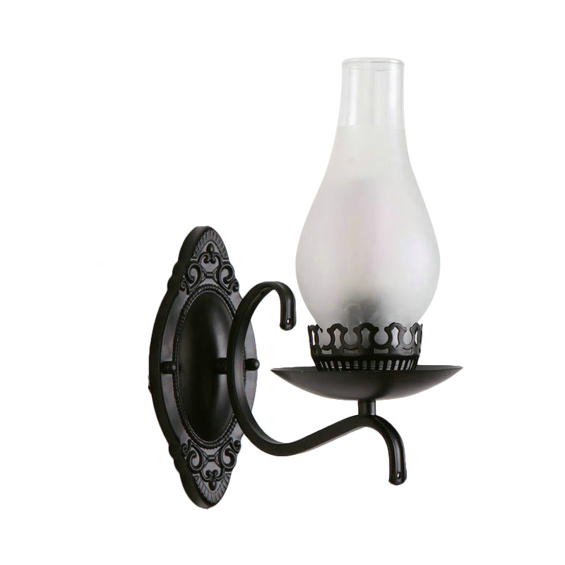 Lámpara de pared de una sola bombilla Luz de pared del corredor industrial con queroseno claro/glaseado de vidrio en cobre/bronce