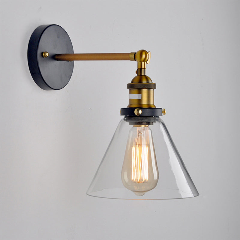 Klares Glaskugel/Kegelwandleuchte Industrial 1 Leichte Küchenwandlampe mit einstellbarem Gelenk in Schwarzmarke