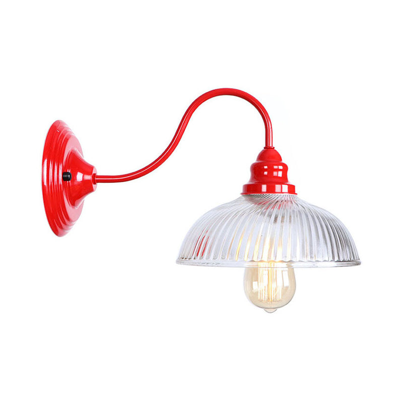Iron Red Wall Light Kit Gooseneck 1 Bulb Loft Style Wall Lighting with Cone/Sphere/Bell Clear Glass Shade