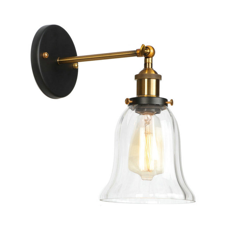 Schüssel/Kürbis/ausgestattetes Bett mit Lesen Wandlampe Antique Clear Glass 1 Glühbirne Schwarz-Brass-Wandleuchte mit Drehgelenk