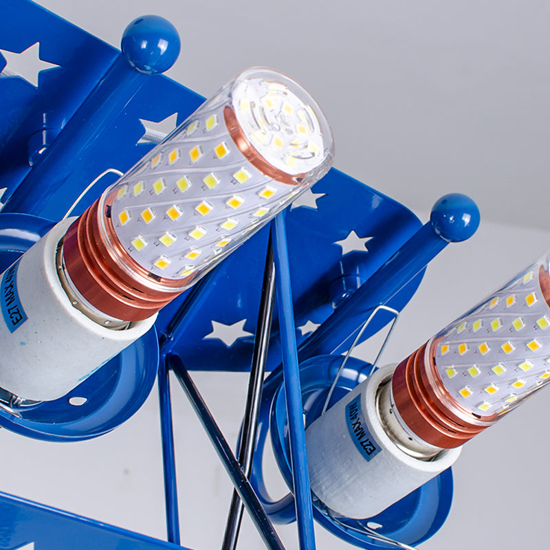 6 Bulbs Propeller Plane Suspension Light with Star Modern Stylish Metal Chandelier for Cloth Shop