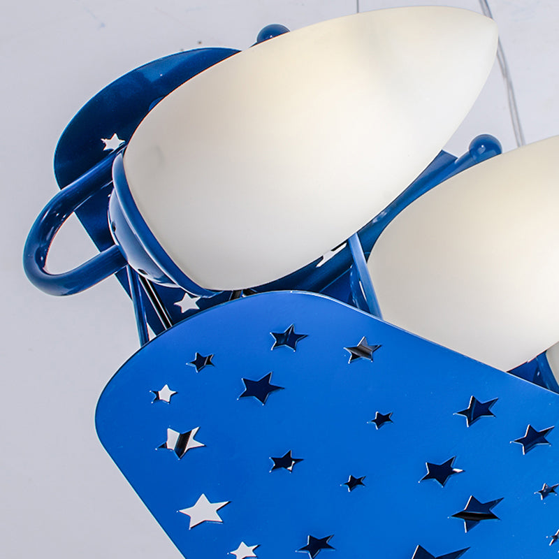 6 Bulbs Propeller Plane Suspension Light with Star Modern Stylish Metal Chandelier for Cloth Shop