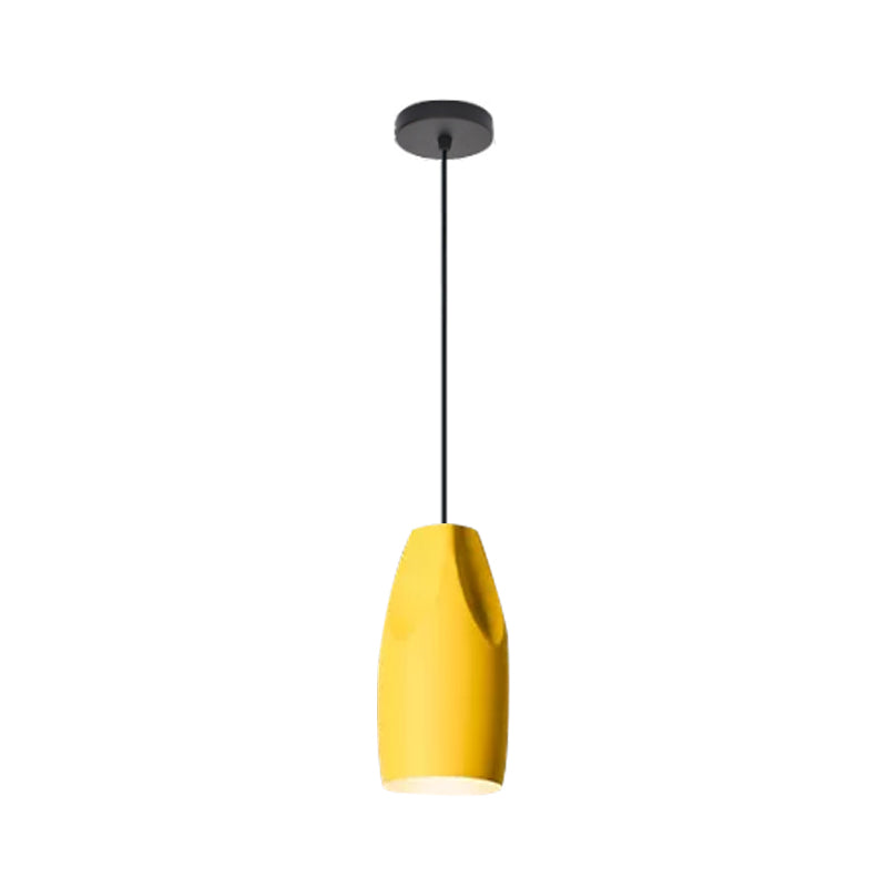 1-Light Bakery Ceiling Pendant Macaron Black/Yellow/Green Hanging Light Kit with Elongated/Bowl Aluminum Shade