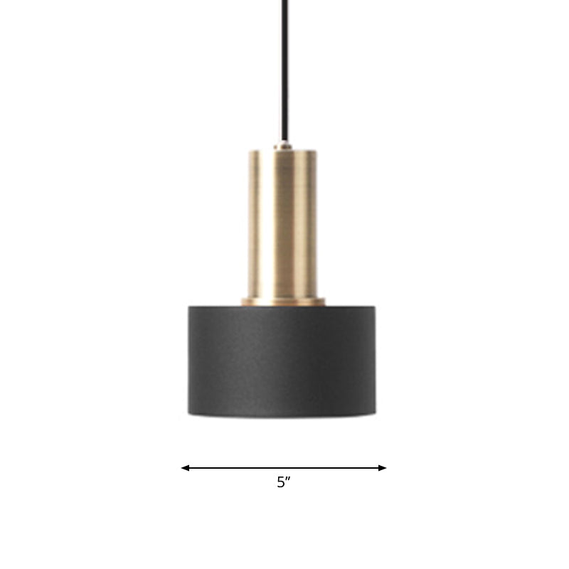 Lampe suspendue nordique 1 bulbe noir et or rond / cône / cylindre pendentif suspendu à la nuance de fer pour la cuisine