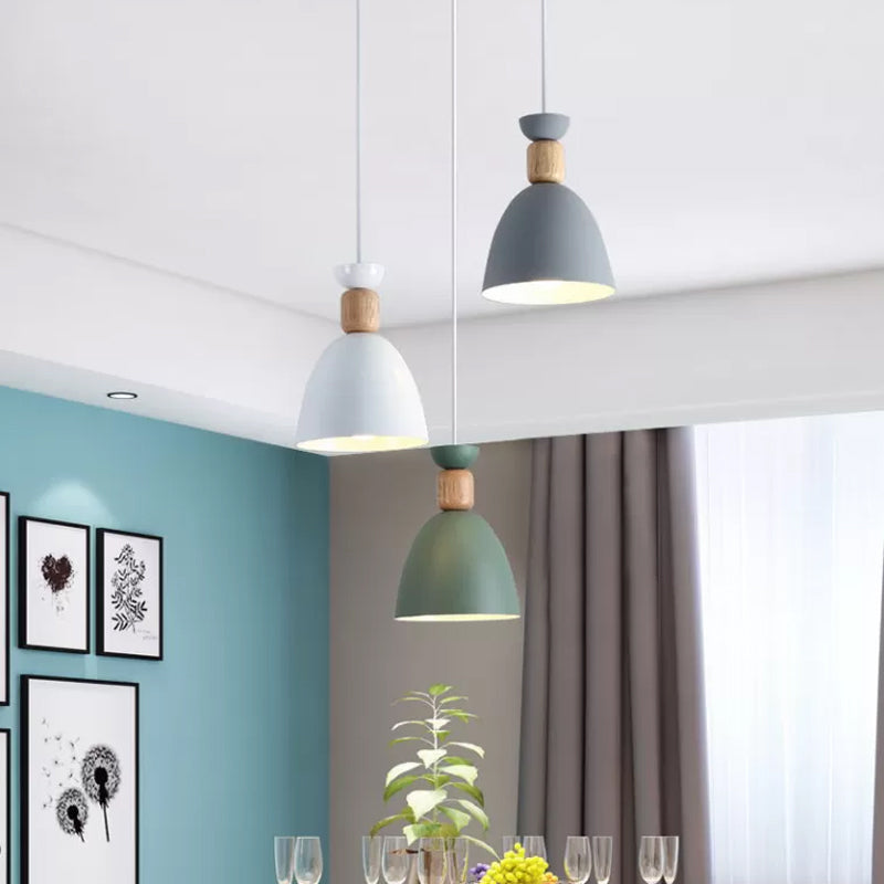 Shaded/Bowl/Tapered Multi-Pendant Macaron Metal 3 Lights Dining Room Ceiling Hang Lamp in White