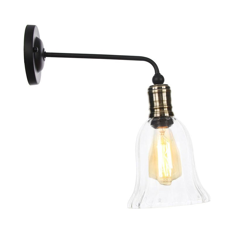 Rustikale Glocken-/Kugel-Käfig/ausgestellte Wandleuchte 1-Licht-Eisenwandlampenlampe in Schwarz zum Ding-Raum