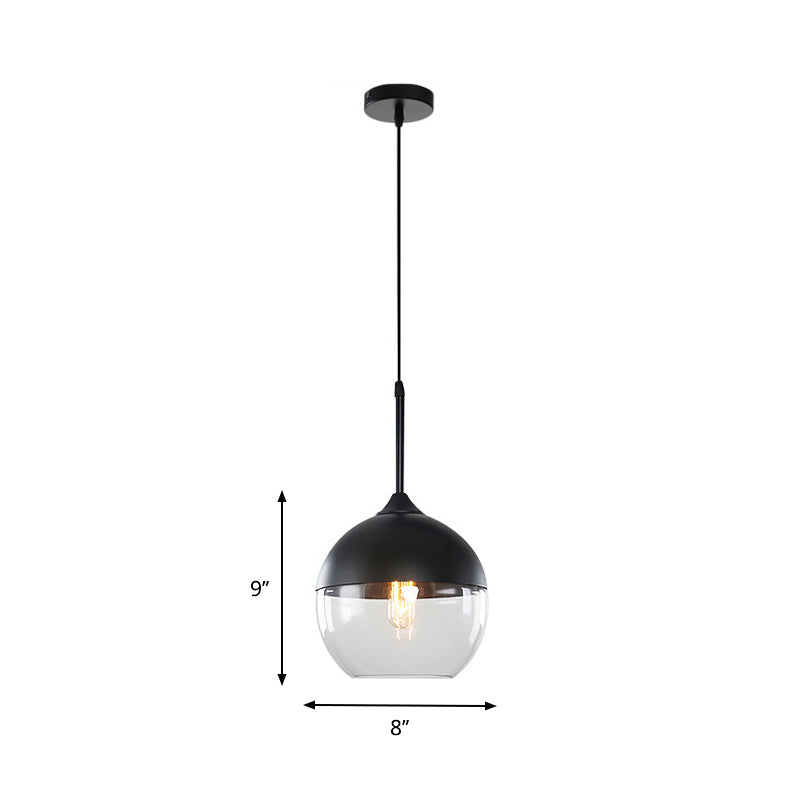 Black 1 Light Pendant Light Fixture Industrial Clear Glass Cylinder/Globe Mason Jar Hanging Lamp Kit over Table