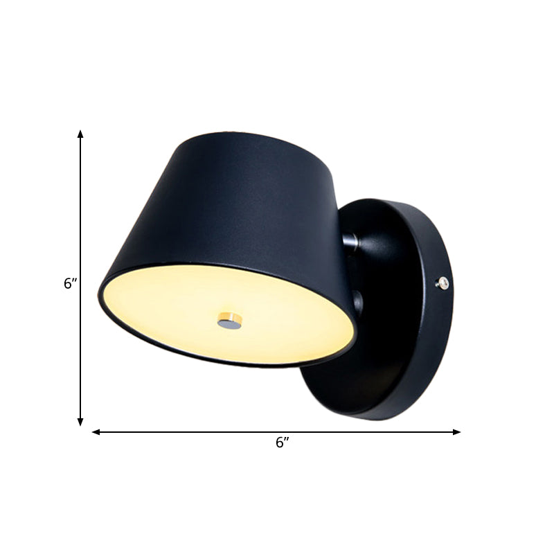 Nordic Tapered Shade Wall Lamp Metal Black/White Wall Sconce for Bedroom Study Room