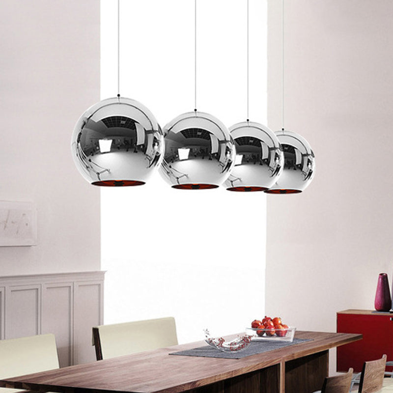 Mirror Glass Globe Down Lighting Industrial 6"/8" W 1-Light Bar Pendant Light with Open Bottom in Brass/Chrome/Gold