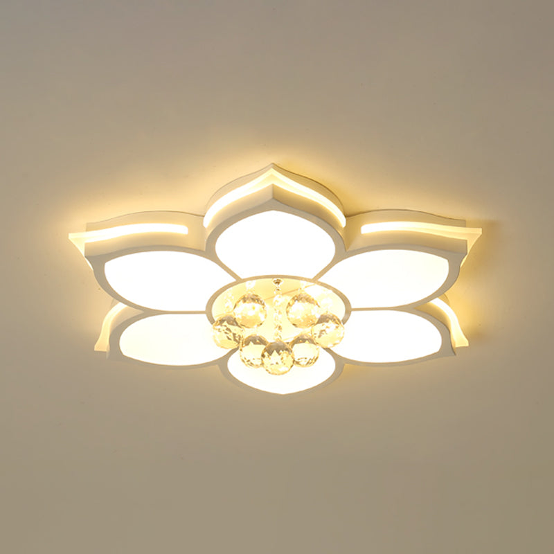 Plafoniera da incasso a fiore bianco Simplicity Lampada da incasso a LED in acrilico con gocciolina di cristallo trasparente