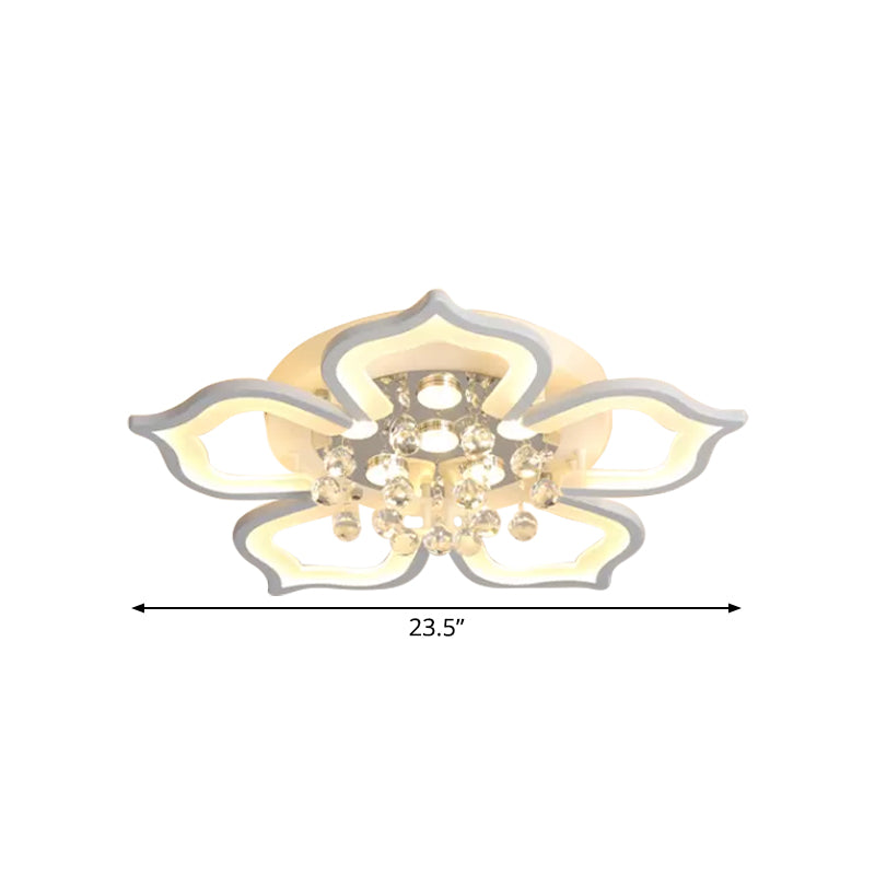 Blossom Flush Light Fixture Contemporary Acrylic LED Bedroom Ceiling Lamp in Warm/White Light with Crystal Accent