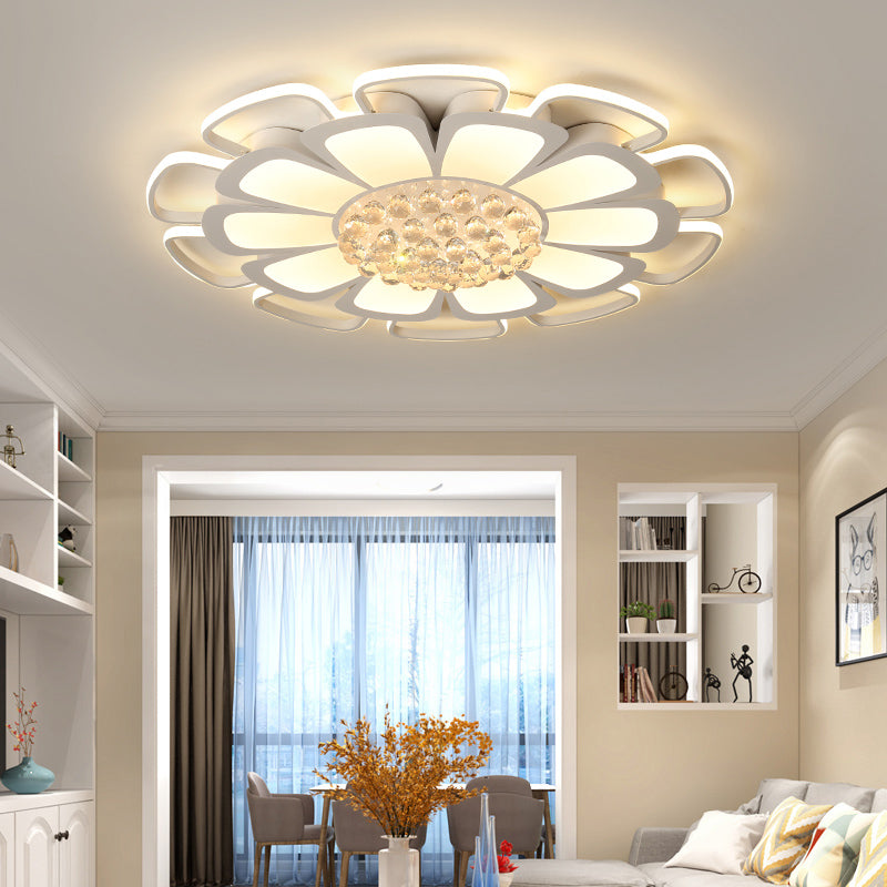 Acrylic Petal Flush Mount Light Fixture Simple 20.5"/27" W LED White Ceiling Lamp in Warm/White Light with Round Design