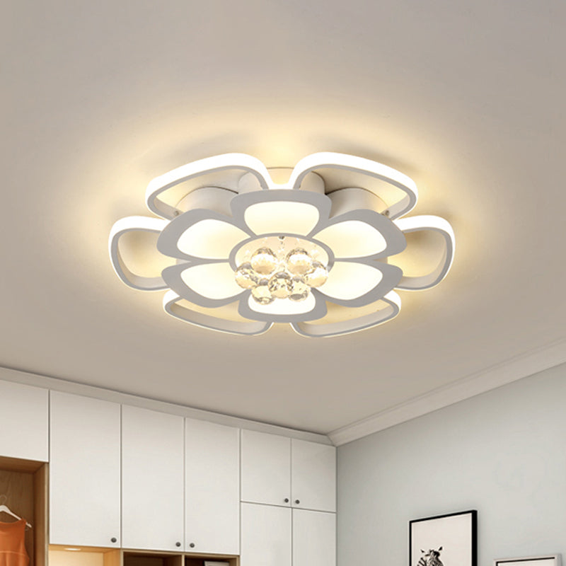 Acrylic Petal Flush Mount Light Fixture Simple 20.5"/27" W LED White Ceiling Lamp in Warm/White Light with Round Design