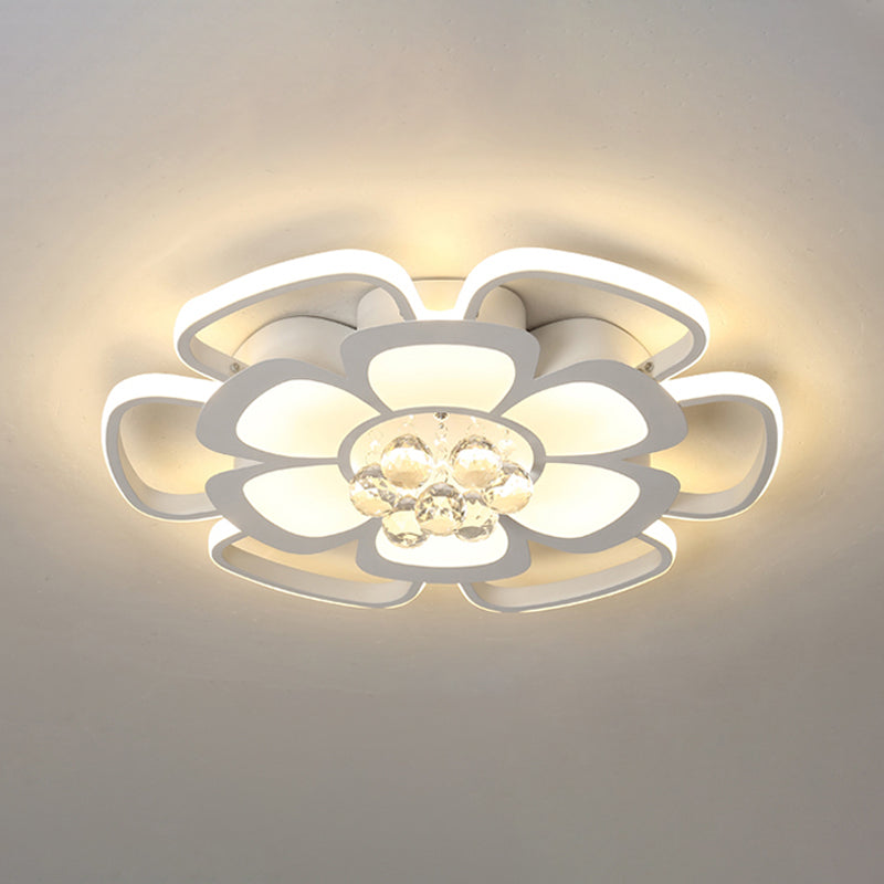 Acrylic Petal Flush Mount Light Fixture Simple 20.5"/27" W LED White Ceiling Lamp in Warm/White Light with Round Design