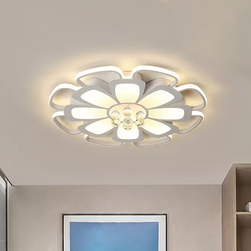 Acrylic Petal Flush Mount Light Fixture Simple 20.5"/27" W LED White Ceiling Lamp in Warm/White Light with Round Design