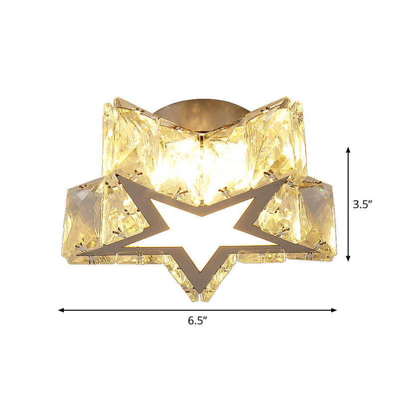 Star-Shaped Flush Mount Light Contemporary Clear Crystal 6.5"/10" W LED Corridor Close to Ceiling Lamp