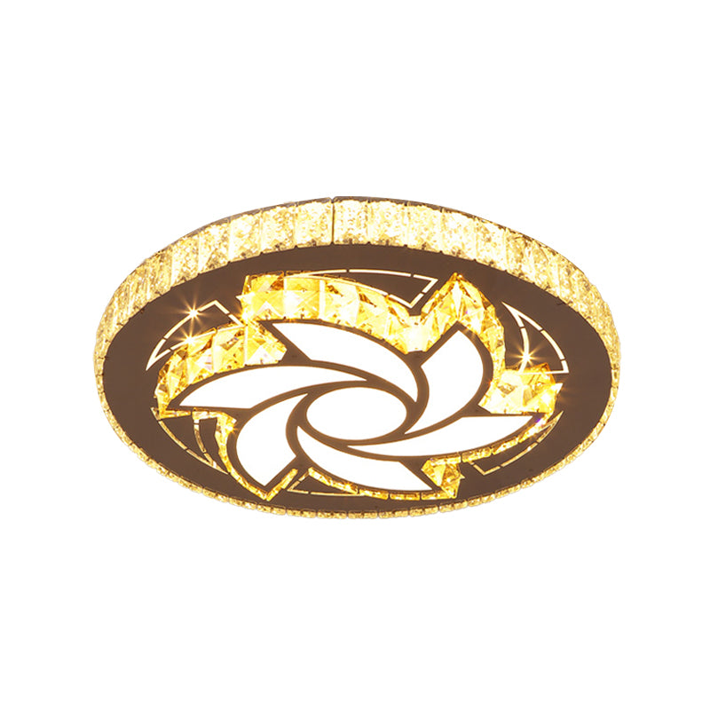 Spiral/Flower Flush Mount Lighting Contemporary Crystal LED Bedroom Ceiling Light Fixture in Stainless-Steel