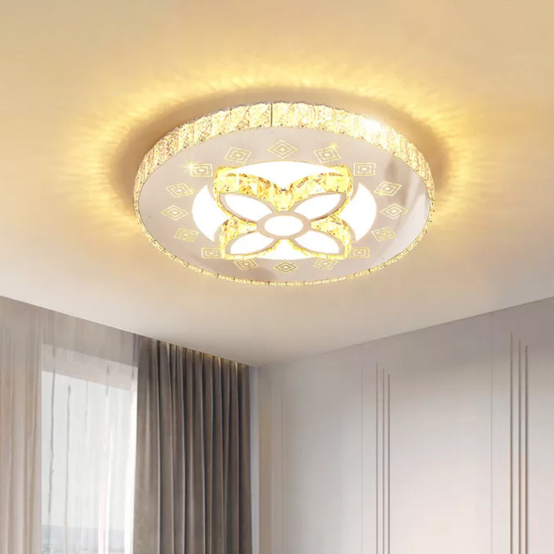 Spiral/Flower Flush Mount Lighting Contemporary Crystal LED Bedroom Ceiling Light Fixture in Stainless-Steel