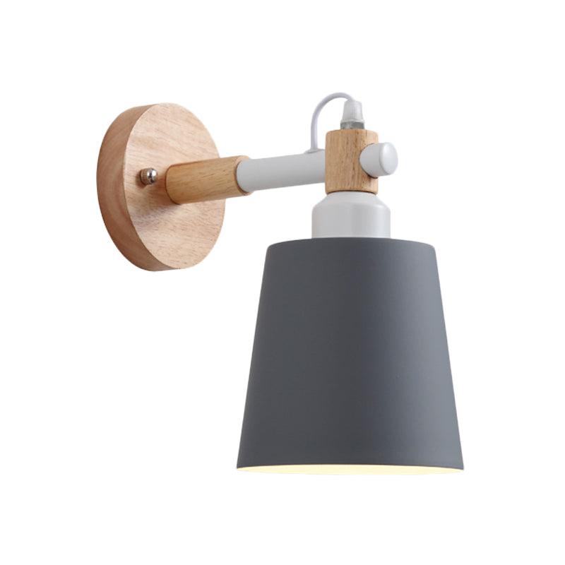 Macaroon Tapered Shade Wall Light Metal 1 Head Wall Sconce Light for Kid Bedroom