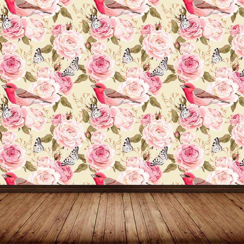 Full Size Stylish Wall Mural Decal Pastel Rose Wall Covering, Custom Size Available