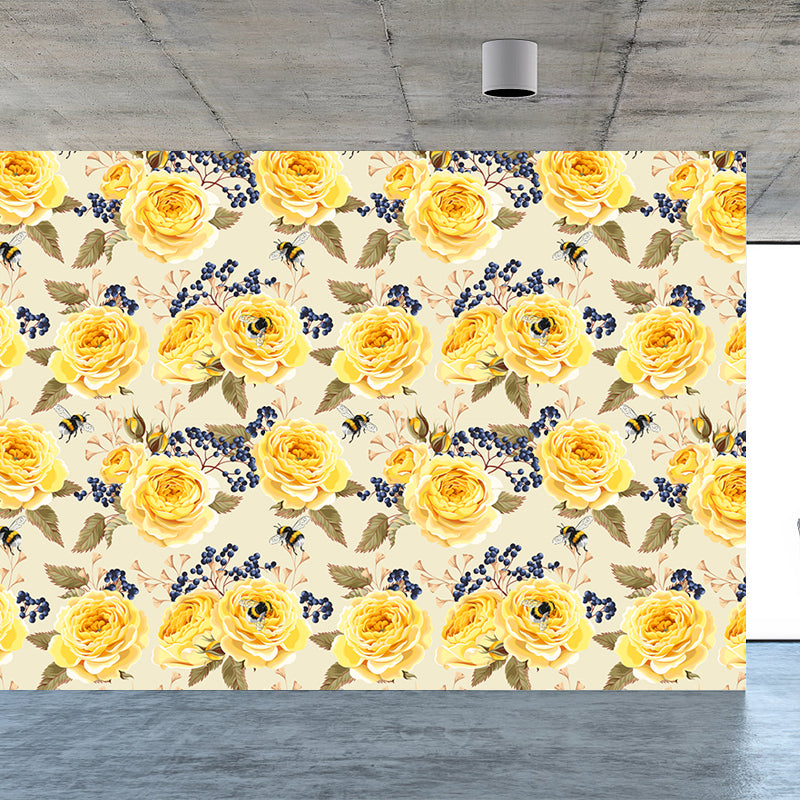 Full Size Stylish Wall Mural Decal Pastel Rose Wall Covering, Custom Size Available