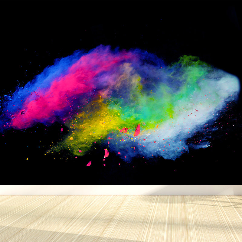 Huge Rainbow Explosion Mural Decal Modern Novelty Abstract Wall Art in Multi Color