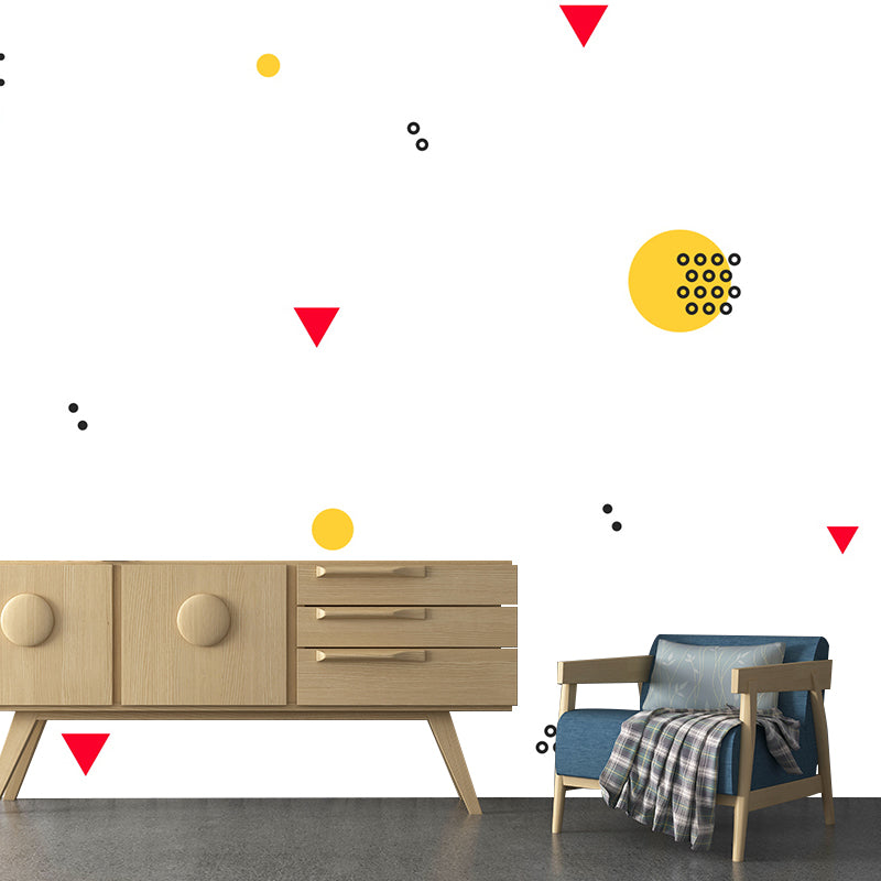 Bright Color Geometric Shapes Mural Stain-Proof Modern Living Room Wall Art, Made to Measure