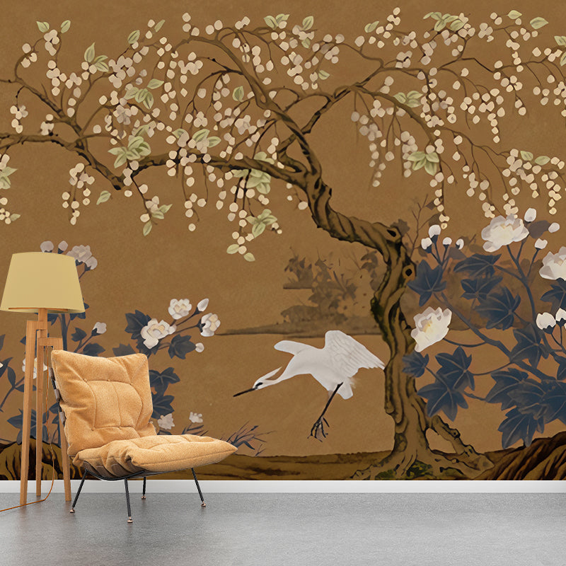 Asia Longan Trees Harvest Mural Dark Color Flower Wall Art for Dining Room, Custom-Made