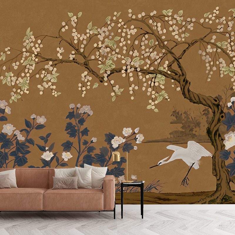 Asia Longan Trees Harvest Mural Dark Color Flower Wall Art for Dining Room, Custom-Made