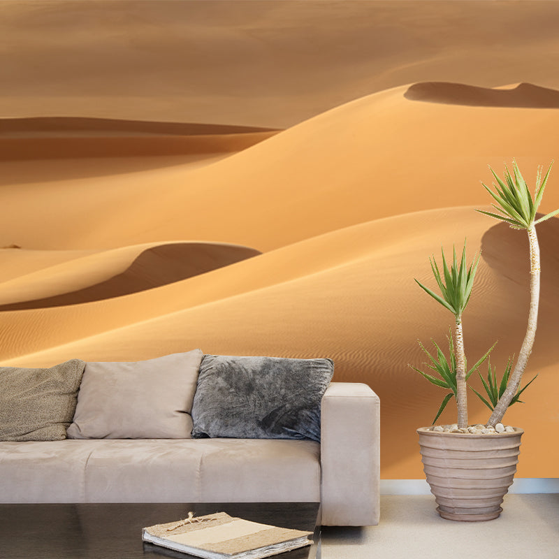 Whole Desert Mound Wallpaper Mural for Home Nature Landscape Wall Art in Yellow, Washable