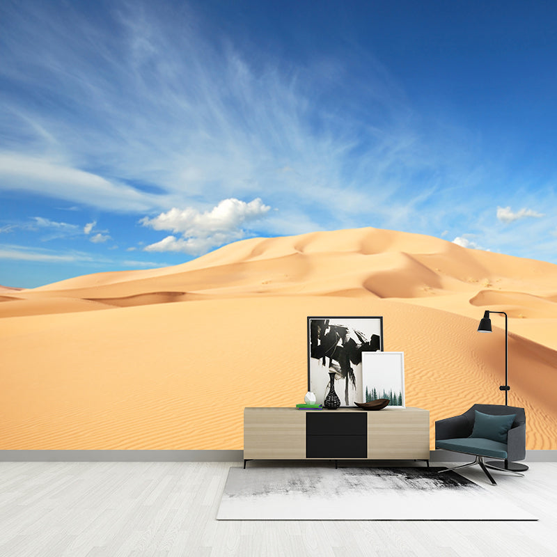 Full-Size Sand Mountain Mural Modern Stunning Cloud Wall Decor in Yellow and Blue