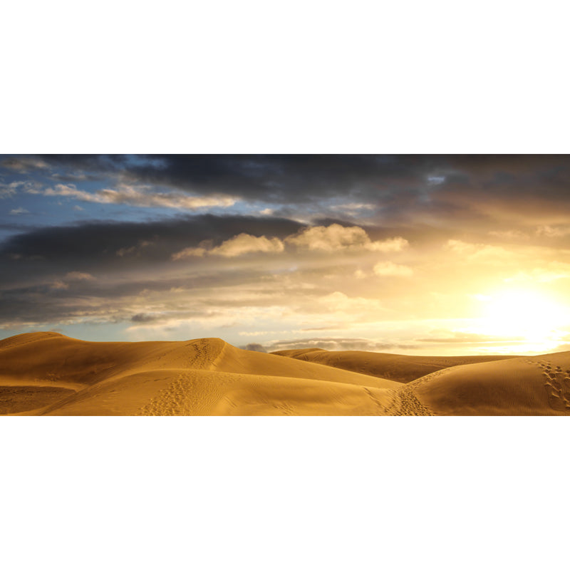Modern Sundown Desert Landscape Mural Non-Woven Waterproofing Yellow Wall Art for Living Room
