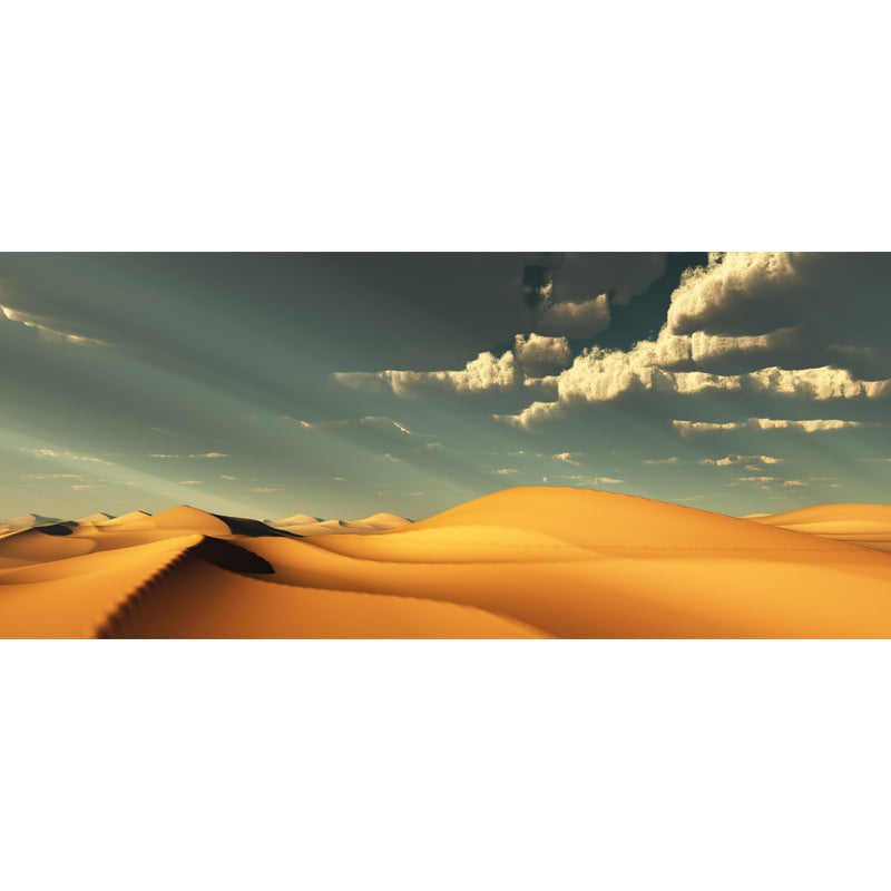 Personalized Photo Print Modern Mural with African Desert and Cloudy Sky View in Yellow