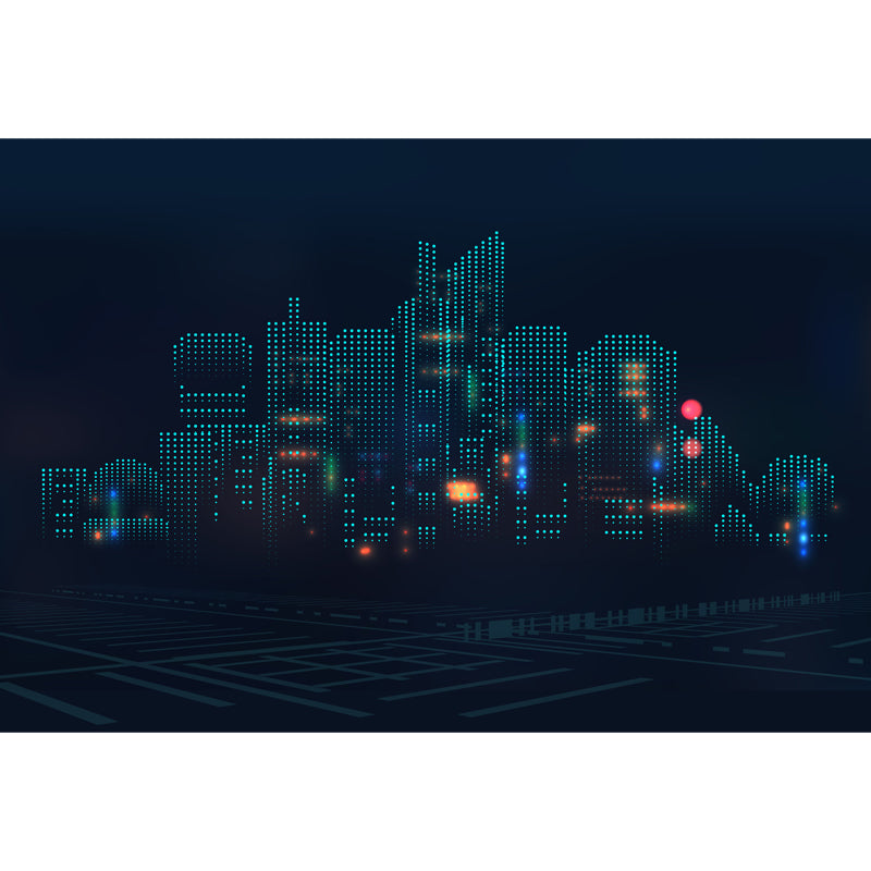 Modern 3D City View Mural Wallpaper Non Woven Moisture Resistant Black Wall Art for Living Room