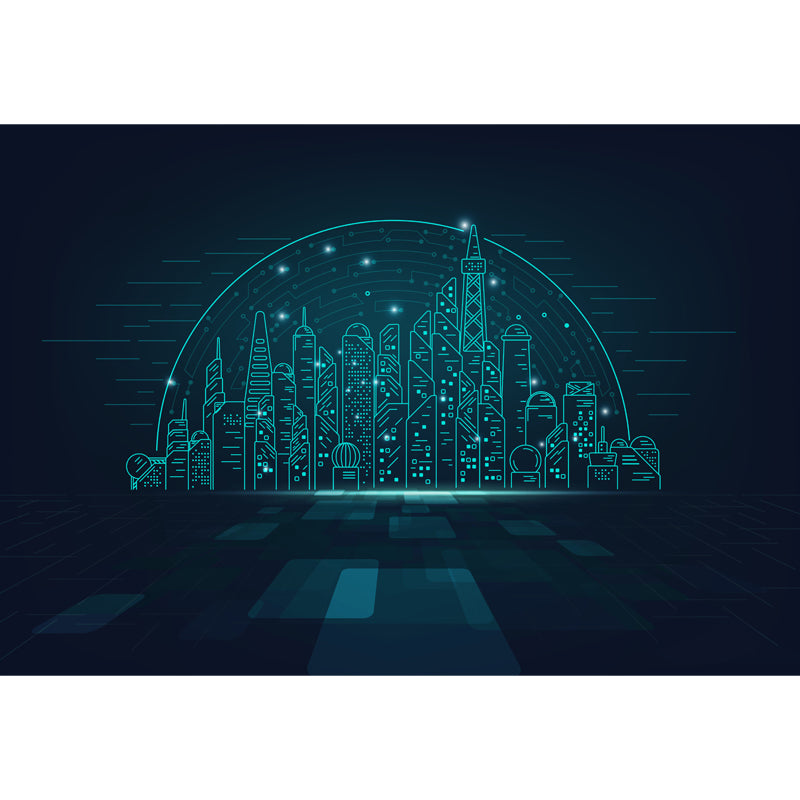 3D Illusion Metropolis Mural Contemporary Moistureproof Playroom Wall Decor, Custom Size Available