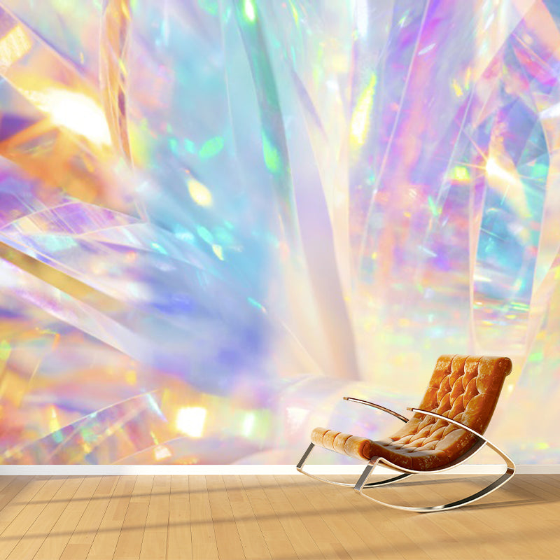 Yellow Abstract Pattern Wall Mural Moisture Resistant Modern Bathroom Wall Covering