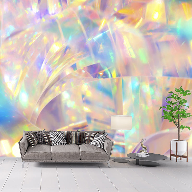 Bright Holographic Pattern Mural Decal for Living Room, Yellow, Custom Size Available