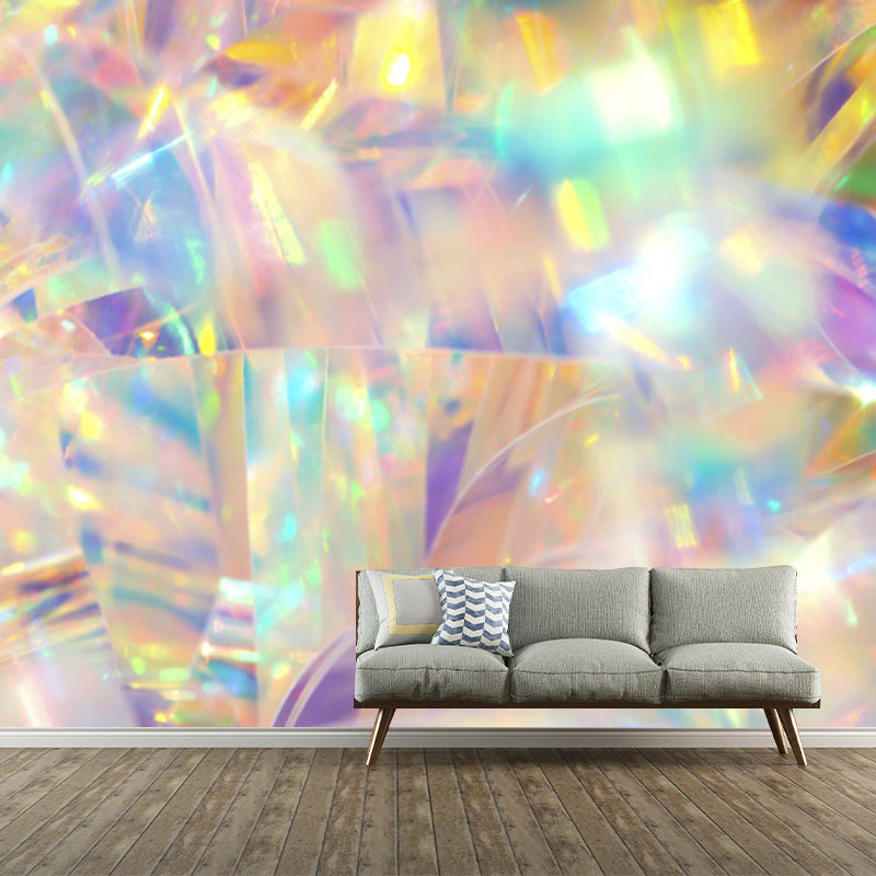 Bright Holographic Pattern Mural Decal for Living Room, Yellow, Custom Size Available